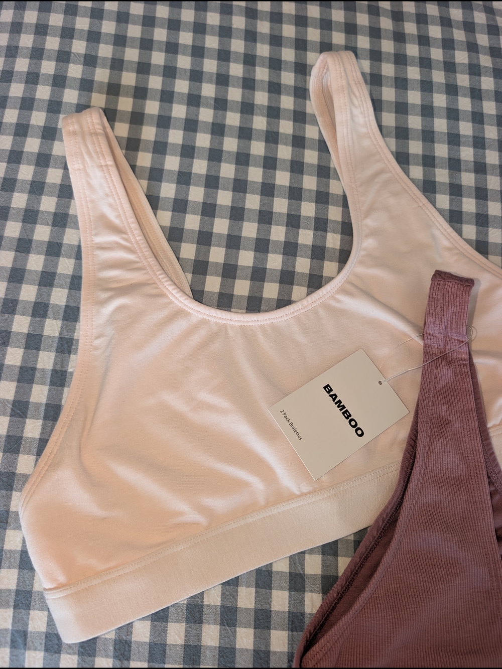 Set Of 2 BAMBOO Light Pink Scoop Bralettes
